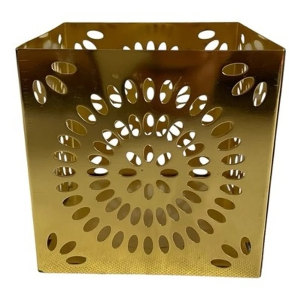 Teleflora Gold Metal Starburst Cutout Tealight Candle Holder 4.25in VG